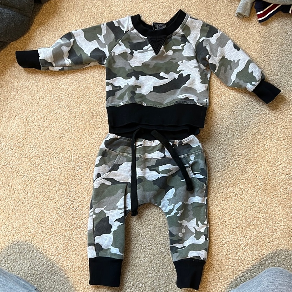 Little bipsy matching sweater and pant set army